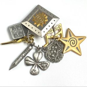 Brooch Pin Pendant Seven Charms Including Four Marjolein Bastin Pewter